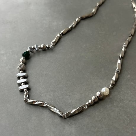2610NC0409 /  Screw chain mixed charm Necklace（Silver）