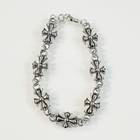 IM26AC_BRL031 / Vintage Floral Cross Bracelet（Antique Silver）