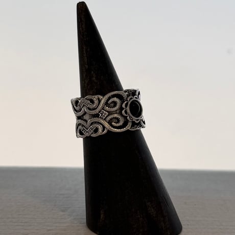 2608RG0825 / Vintage Black Stone ring（Silver）