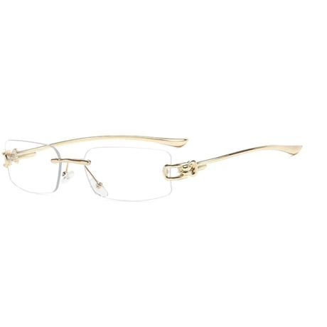 【 Select 】Rectangle Rimless Sunglasses(Gold/Clear)