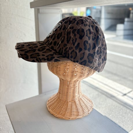2607HW073(S) / Leopard  Ribbon Motif Cap（Brown）
