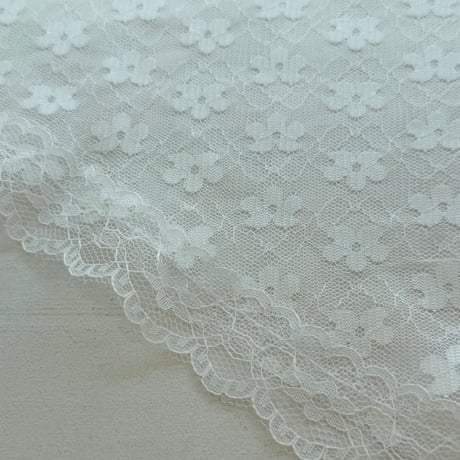 2608GS075(S) / Sheer Lace Scarf (Flower/White)