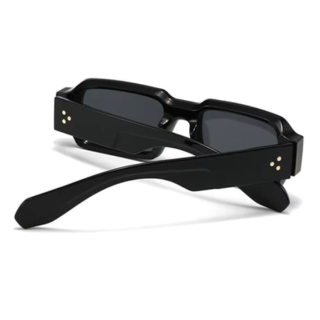 【 Select 】Vintage Square Rivets Sunglasses (Black/Gradation）