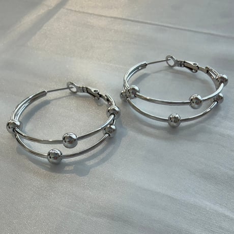 2610PR0861 / Layered Ball Hoop Pierce（Silver）
