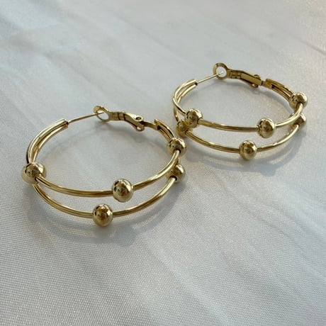 2610PR0861 / Layered Ball Hoop Pierce（Gold）