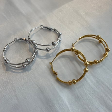 2610PR0861 / Layered Ball Hoop Pierce（Silver）