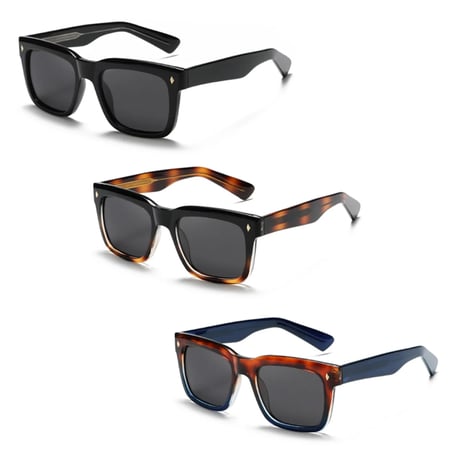 【 Select 】Retro Square Polarized Sunglasses (Black/Grey)
