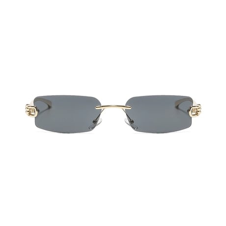 【 Select 】Rectangle Rimless Sunglasses(Gold/Smoke)