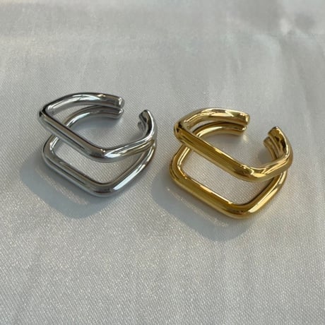 2610RG0844 / Square Double Line ring （Silver）