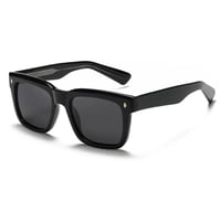 【 Select 】Retro Square Polarized Sunglasses (Black/Grey)
