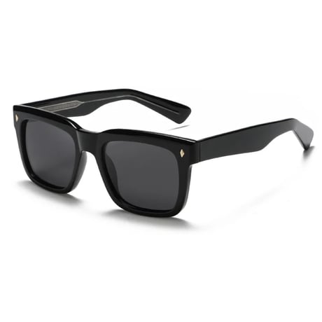 【 Select 】Retro Square Polarized Sunglasses (Black/Grey)