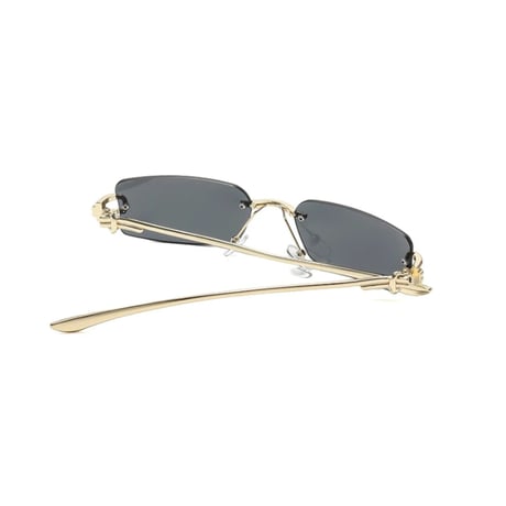 【 Select 】Rectangle Rimless Sunglasses(Gold/Smoke)