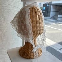 2608GS075(S) / Sheer Lace Scarf (Flower/White)