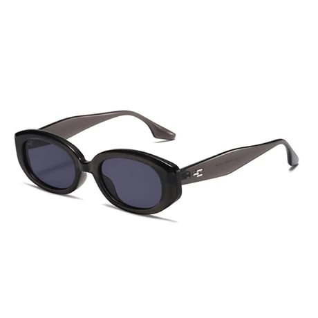 【 Select 】Vintage Retro Oval Design Sunglasses (Clear Charcoal/Grey)