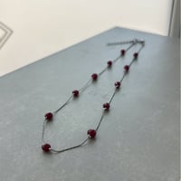 2607NC0402 / Bordeaux cut beads Necklace（Silver/Bordeaux）