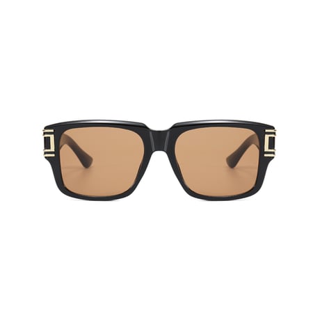 【 Select 】Classic Vintage Square Large Flame Sunglasses (Black/Brown)
