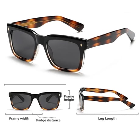 【 Select 】Retro Square Polarized Sunglasses (Black/Grey)