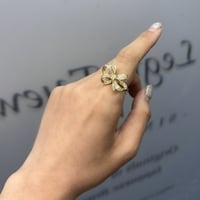 2606RG0806 / Zirconia sparkling ribbon ring（Gold）