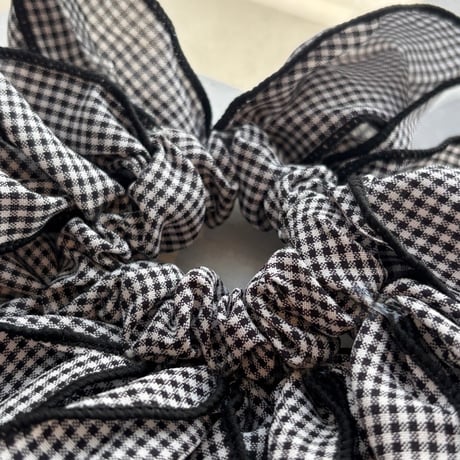 2607HA0097(S)/ Big Gingham Check Chouchou（Black）