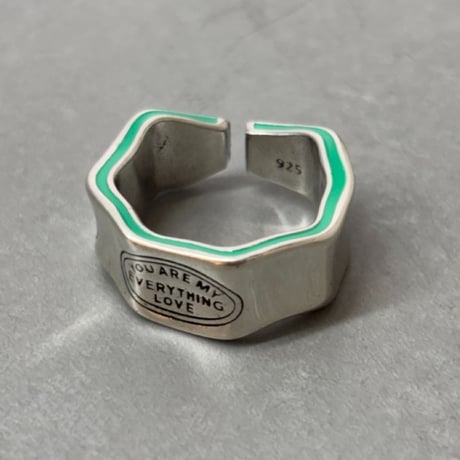 2610RG0848 /  Green Accent Massage ring （Silver）