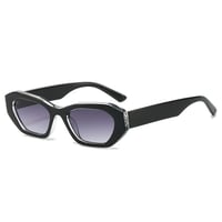 【 Select 】Vintage Irregular Cat Eye Sunglasses (Black/Grey Gradient)