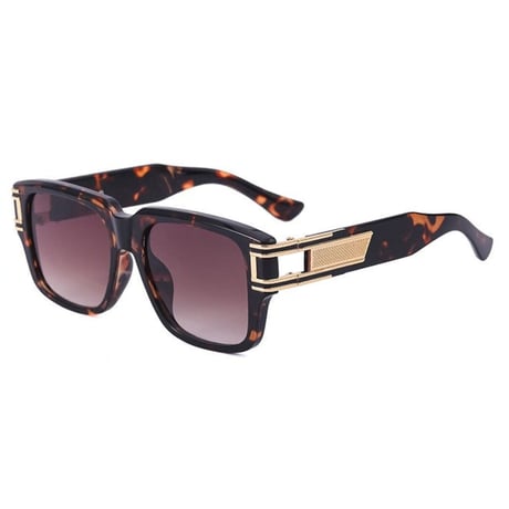 【 Select 】Classic Vintage Square Large Flame Sunglasses (Demi/Brown Gradation)