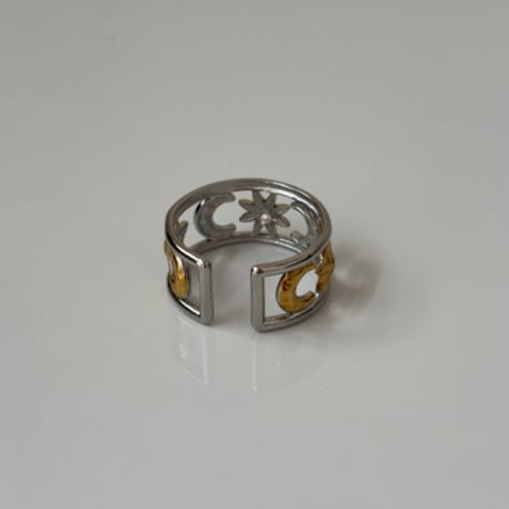 2608RG0820  / Sun and moon cutout ring（Silver/Gold）