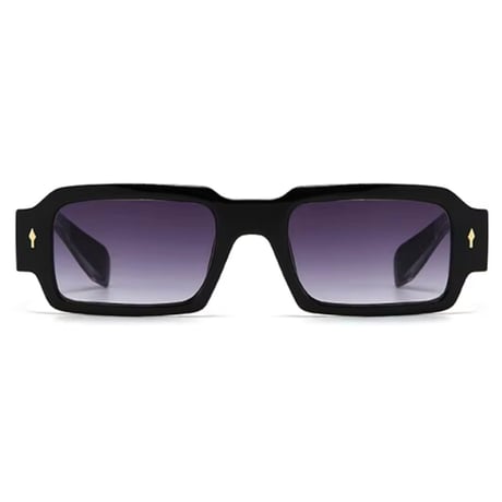 【 Select 】Vintage Square Rivets Sunglasses (Black/Gradation）