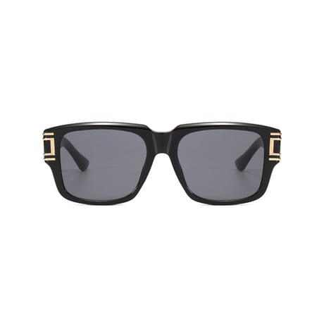 【 Select 】Classic Vintage Square Large Flame Sunglasses (Black/Grey)