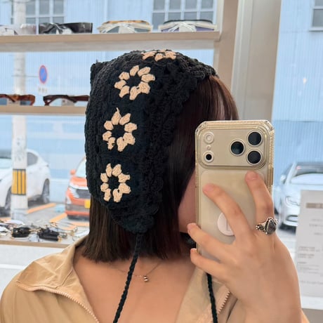 2606HW068(S) / Floral Hooded Bonnet（Black）