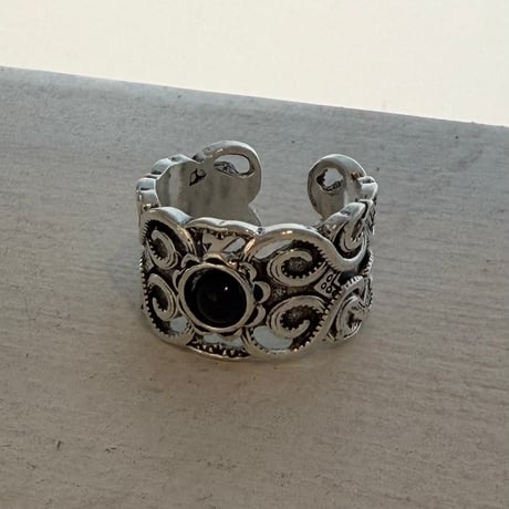 2608RG0825 / Vintage Black Stone ring（Silver）
