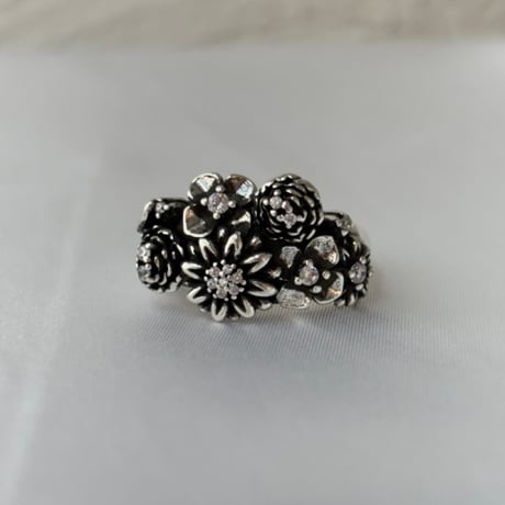 2610RG0853 /  Vintage Floral Cluster Ring （Silver）