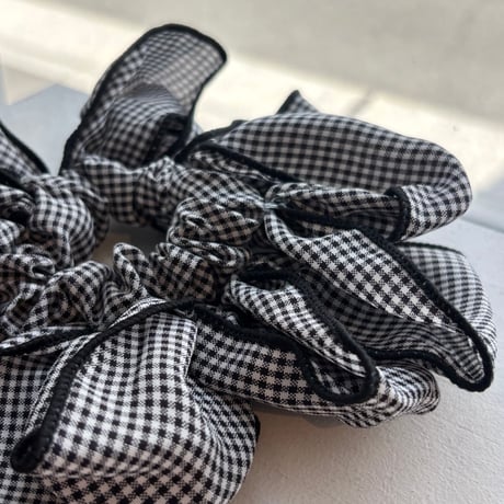 2607HA0097(S)/ Big Gingham Check Chouchou（Black）