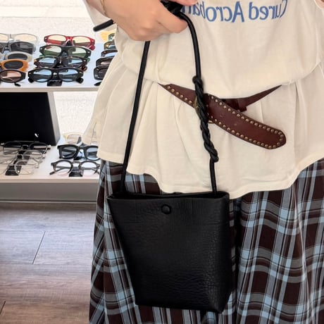2608BG052(S) / Mini sholder fake leather bag (Black)