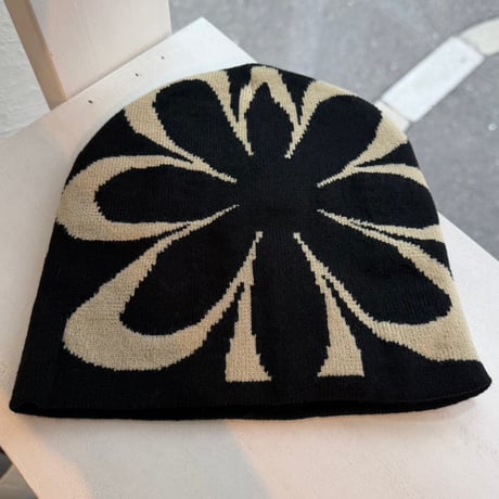 2511HW0115(S) /  Flower Knit beanie Cap（Black/Lt.Beige）