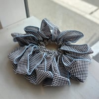 2607HA0097(S)/ Big Gingham Check Chouchou（Blue）