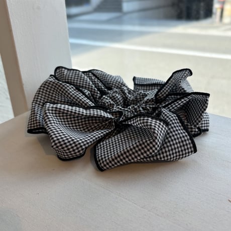 2607HA0097(S)/ Big Gingham Check Chouchou（Black）
