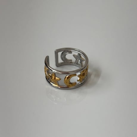 2608RG0820  / Sun and moon cutout ring（Silver/Gold）