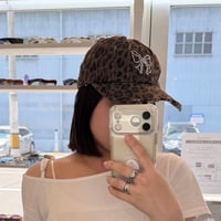 2607HW073(S) / Leopard  Ribbon Motif Cap（Brown）