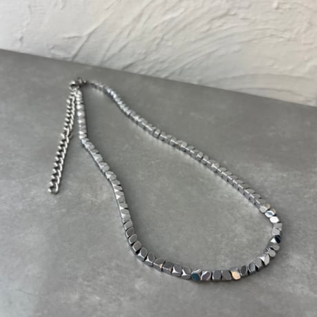 2610NC0410 /  Gunmetal cube Necklace（Silver）