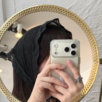 2608GS075(S) / Sheer Lace Scarf (Flower/Black)