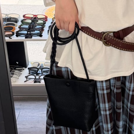 2608BG052(S) / Mini sholder fake leather bag (Black)