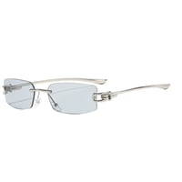 【 Select 】Rectangle Rimless Sunglasses(Silver/Lt Grey)