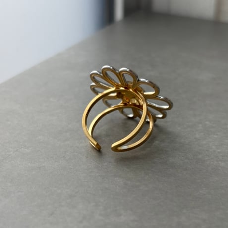 2608RG0821  / Big flower metal ring（Silver/Gold）