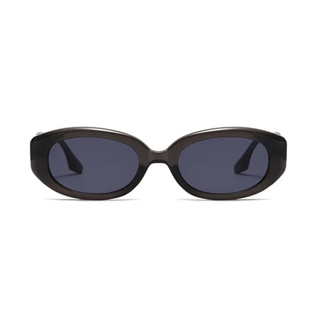 【 Select 】Vintage Retro Oval Design Sunglasses (Clear Charcoal/Grey)