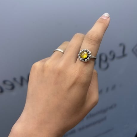 2604RG0756 / Flower motif stone ring（Silver）