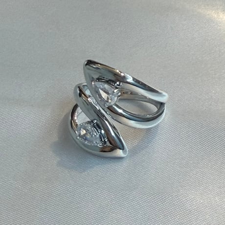 2610RG0851 / Twist Drop Stone Ring （Silver）