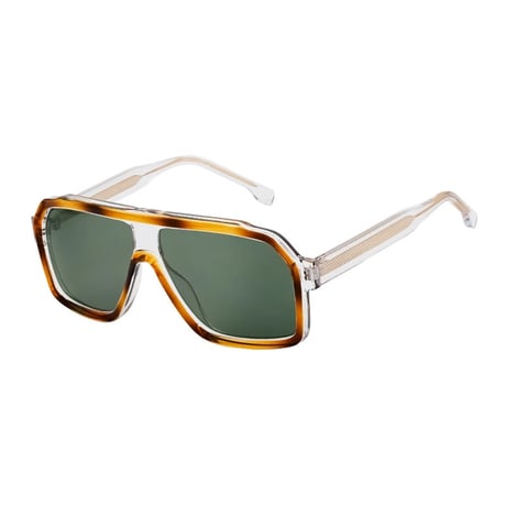 【 Select 】Vintage Retro Pilot High Quality Sunglasses (Amber Clear/Green)