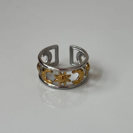 2608RG0820  / Sun and moon cutout ring（Silver/Gold）