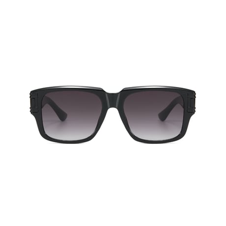 【 Select 】Classic Vintage Square Large Flame Sunglasses  (All Black/Fade Grey)